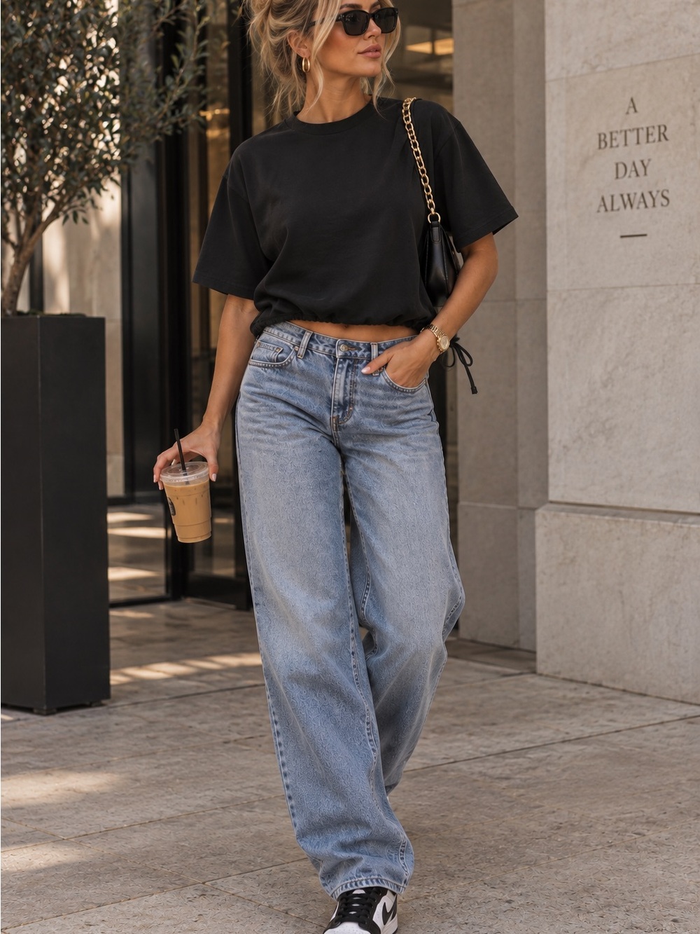 Classic Black Crop Tee — Women's Casual Short Sleeve Top